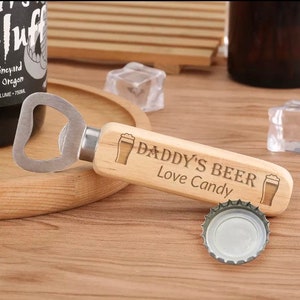 Personalized,Engraved  Solid Metal Beer Openers with Strong Wood Handle for Home Kitchen Accessories Bar Beer Tool Gifts