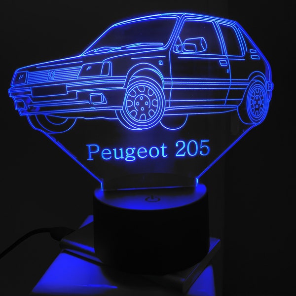 Peugeot 205 Personalized 3D Illusion Smart APP Control 3D Illusion Night Light Bluetooth,Music,7&16M Color Mobile App,Made in UK
