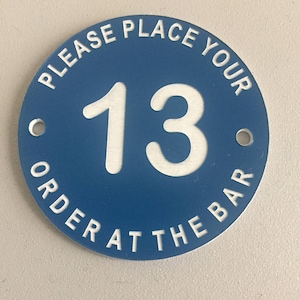 Engraved, Please Place your order,Table Numbers, Hotels, Restaurants, Pubs, Clubs