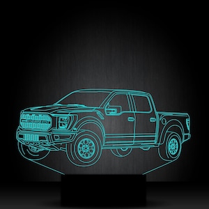Raptor 4x4 pick-up truck 3D led Lamp RGB, Can be personalised,15 Colour changing LED Lamp With Remote Controller Handmade in UK