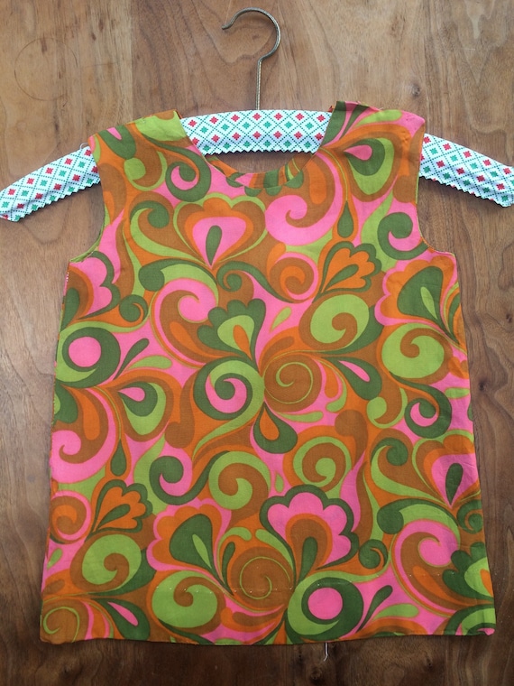 Handmade 1960s psychedelic flower power shift tuni