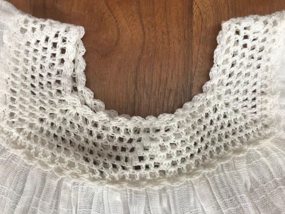 White crocheted smock Mexican style summer top, g… - image 3