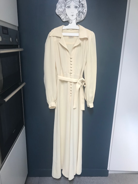 Floor length cream Ossie Clark for Radley 1970s c… - image 2