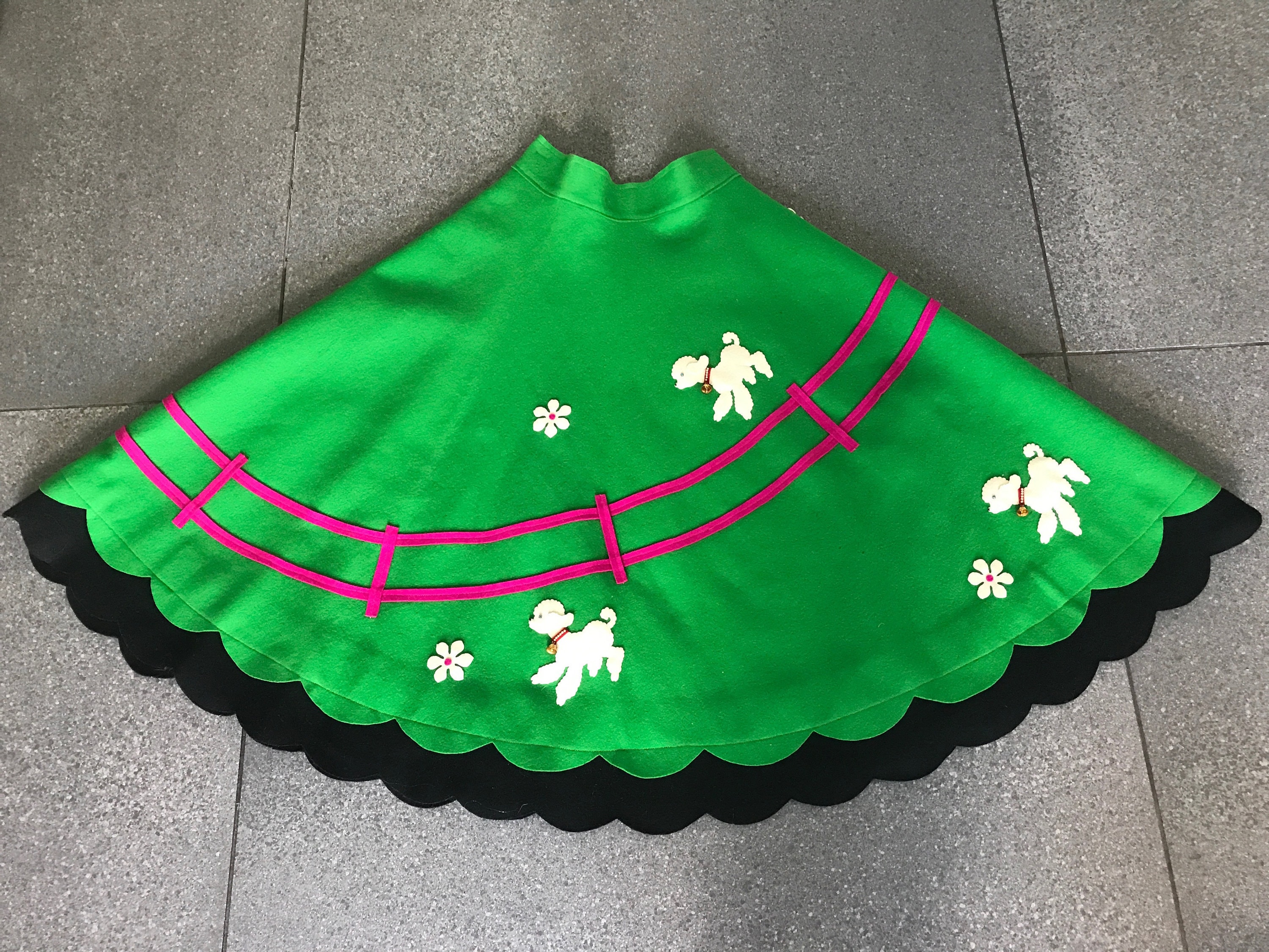 Image of S Grace Kelly Esq Green Felt Poodle Swing Skirt - Collectors Item Fantasies in Fabrics By Babette, Made California