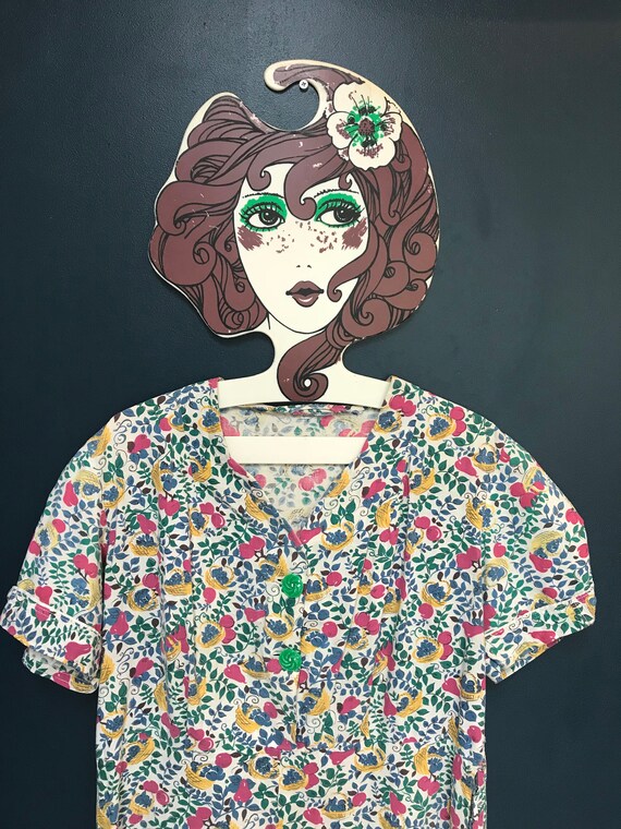 Handmade 1940s fruit print vintage tea dress, uk 1