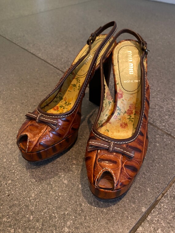 Gorgeous Miu Miu Brown Platform Mules - image 5