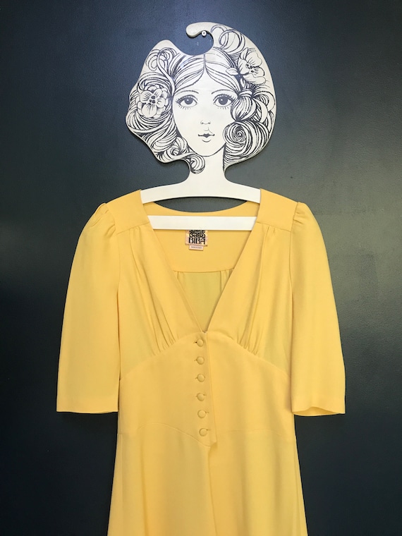 Custard yellow Biba summer dress, 90s remake of th
