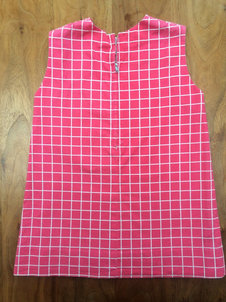 Pink 1960s check daisy girls shift dress 3 years vintage