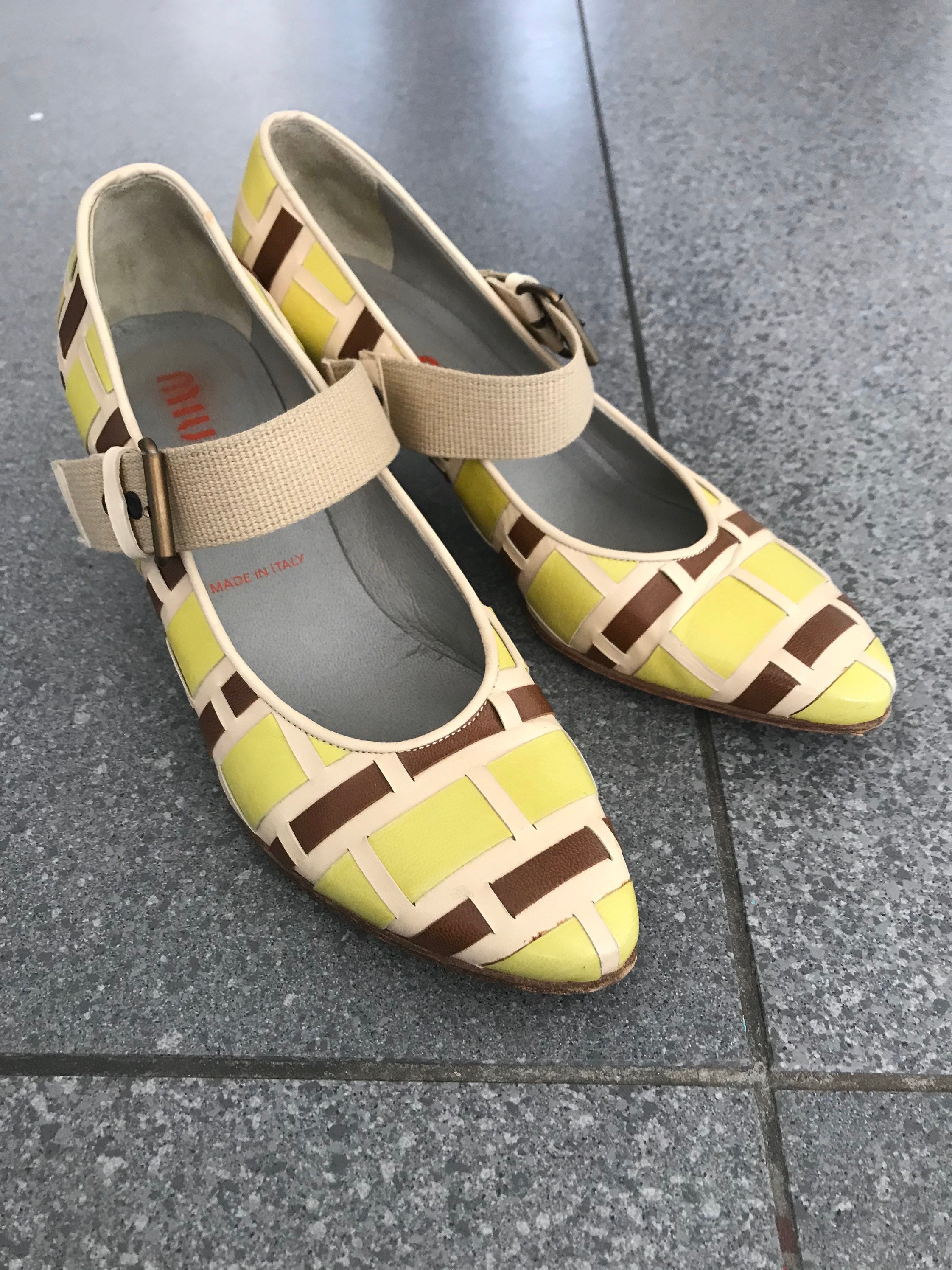 Fabulous Spring Summer 2001 Miu Miu Lattice Mary Janes Size 37 UK