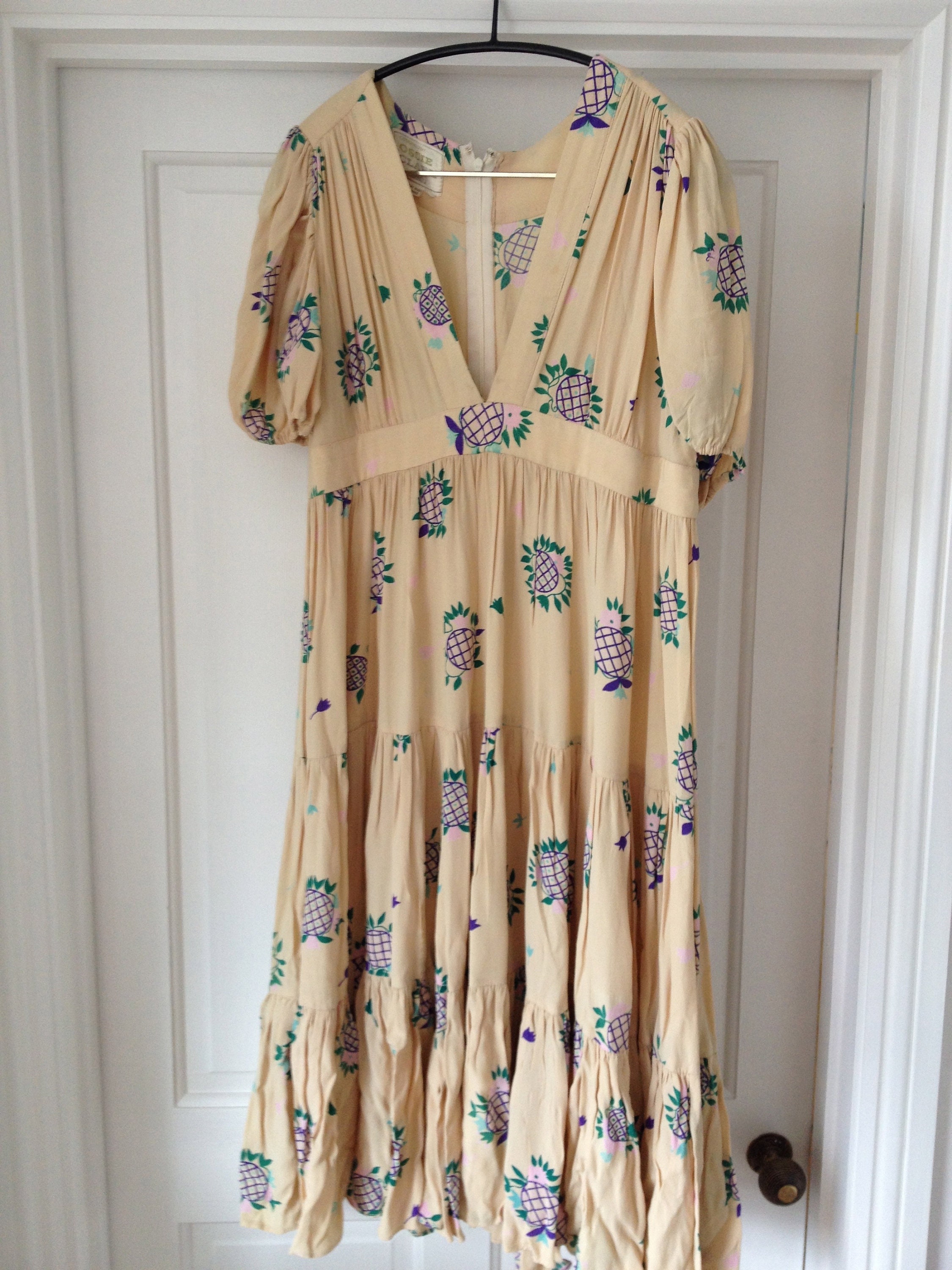 1970s Ossie Clark for Radley Purple Moss Crepe Dress