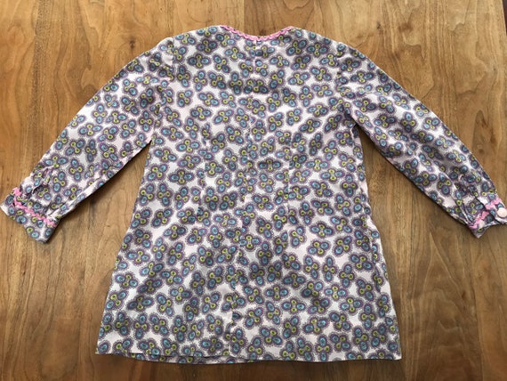 70s violet floral long-sleeved A line dress with p