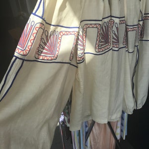 Rare 1970s Zandra Rhodes collectible cream wool gypsy top with navy sash, uk 10 12 image 4