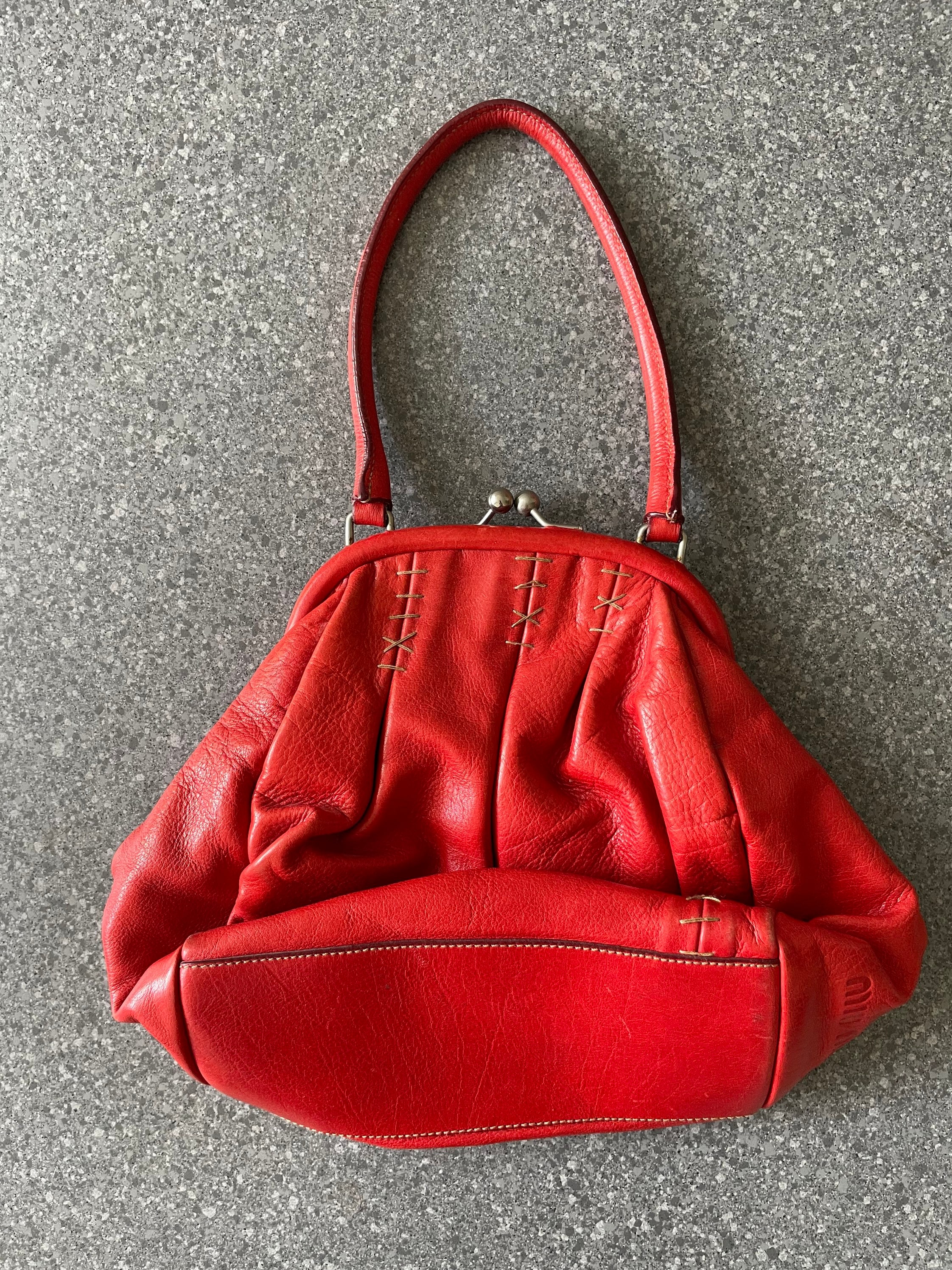Miu Miu Cherry Red Leather Clutch Purse Bag - Etsy