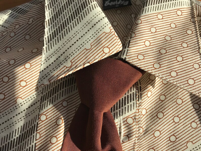 Boys /'office wear/' shirt /& tie set 4-5 years vintage kitsch costume brown cream beige