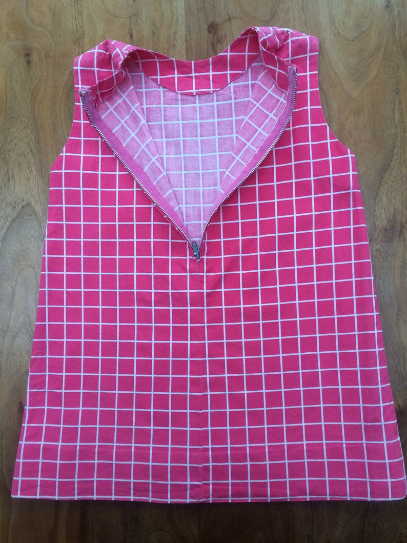Pink 1960s check daisy girls shift dress 3 years vintage