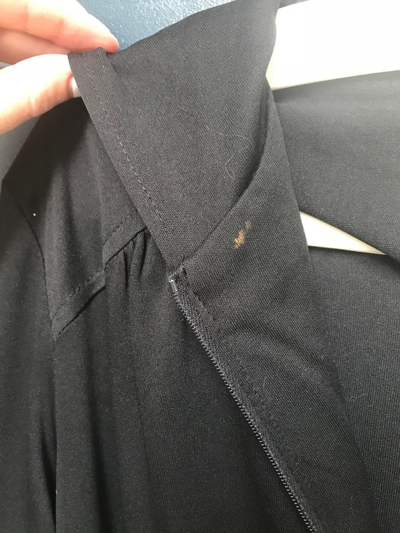 Vintage 1970s black hooded zip up jumpsuit with w… - image 8