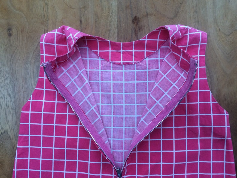 Pink 1960s check daisy girls shift dress 3 years vintage