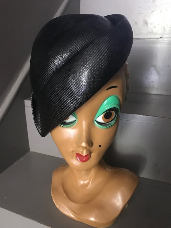 Stunning 1950s Christian Dior classic black casque