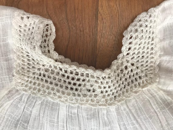 White crocheted smock Mexican style summer top, g… - image 6