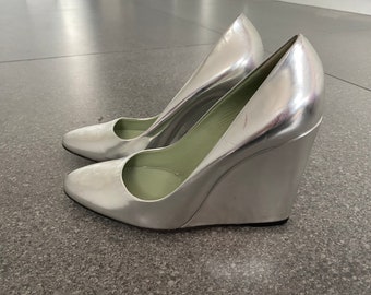 Prada Silver Super Wedge Court Shoes - Etsy