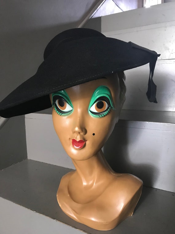Beautiful black doe skin finish felt hat - Audrey
