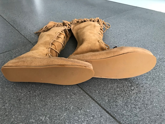 Minnetonka Camel Suede Fringed Boots Size 38 UK 5 Etsy Ireland
