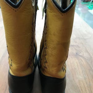 Vintage childrens stitched cowboy boots in black & yellow size 11.5 US kids UK 10.5 / EU 28 image 7