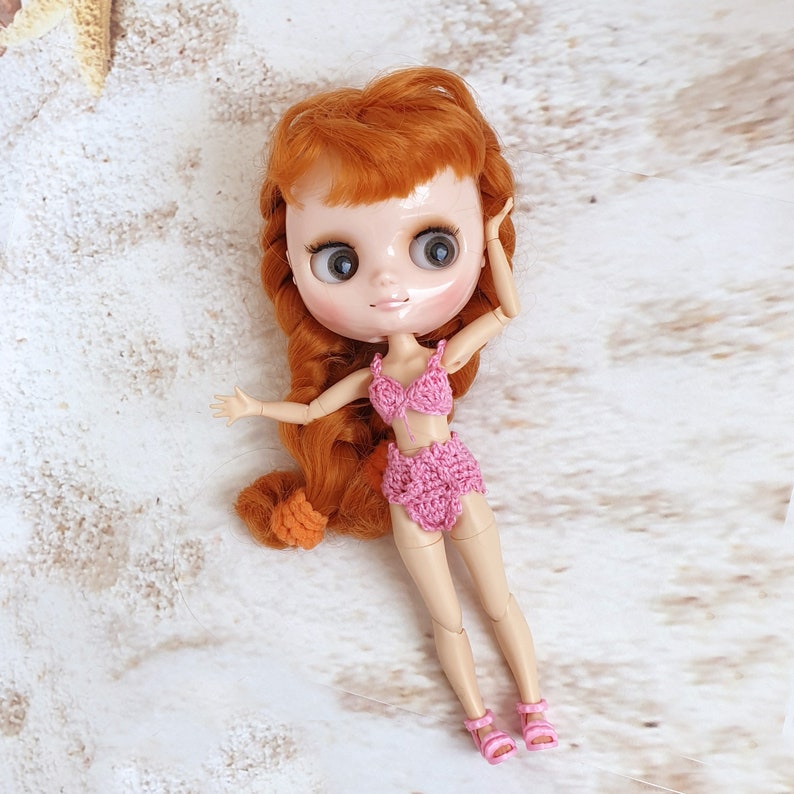 Blythe bustier and panties Pink underwear for Blythe doll Pink bikini for Blythe doll Swimsuit for neo Blythe Blythe Bra and panties