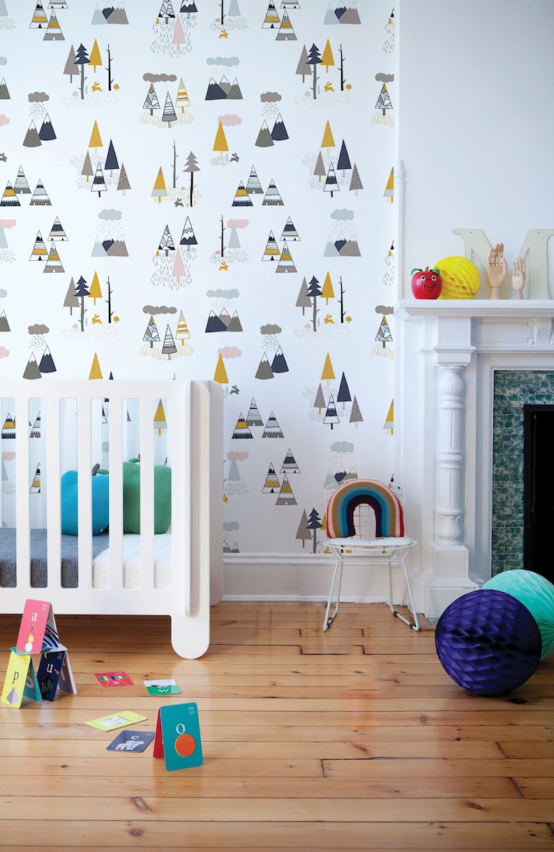 Trees Removable Wallpaper White Wall Mural Reusable Etsy Ireland