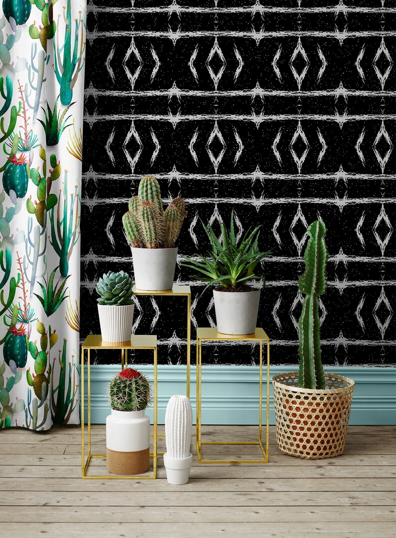 Black abstract removable wallpaper black wall mural | Etsy