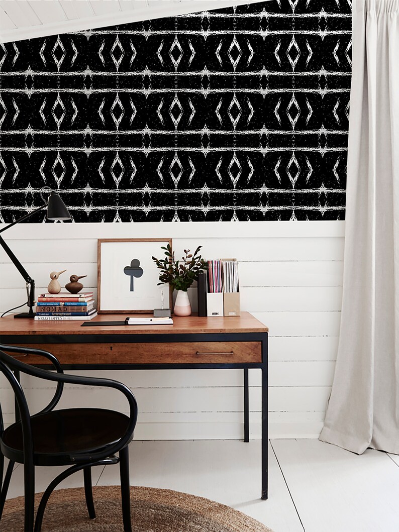 Black Abstract Removable Wallpaper Black Wall Mural | Etsy
