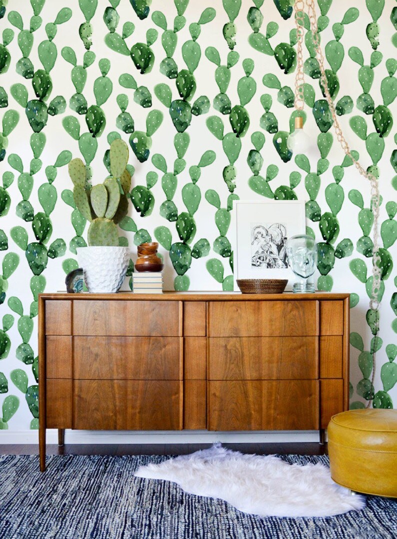 Selfadhesive Removable Cactus Wallpaper Cacti Wall Mural Etsy UK