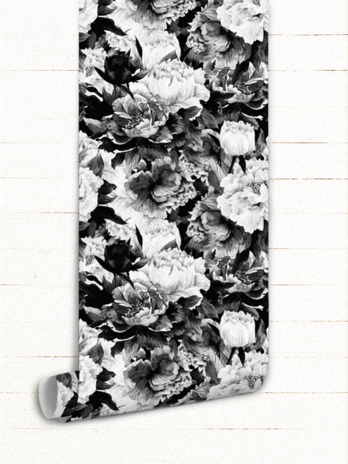 Dark Floral Removable Wallpaper Vintage Nursery Peonies Wall Etsy