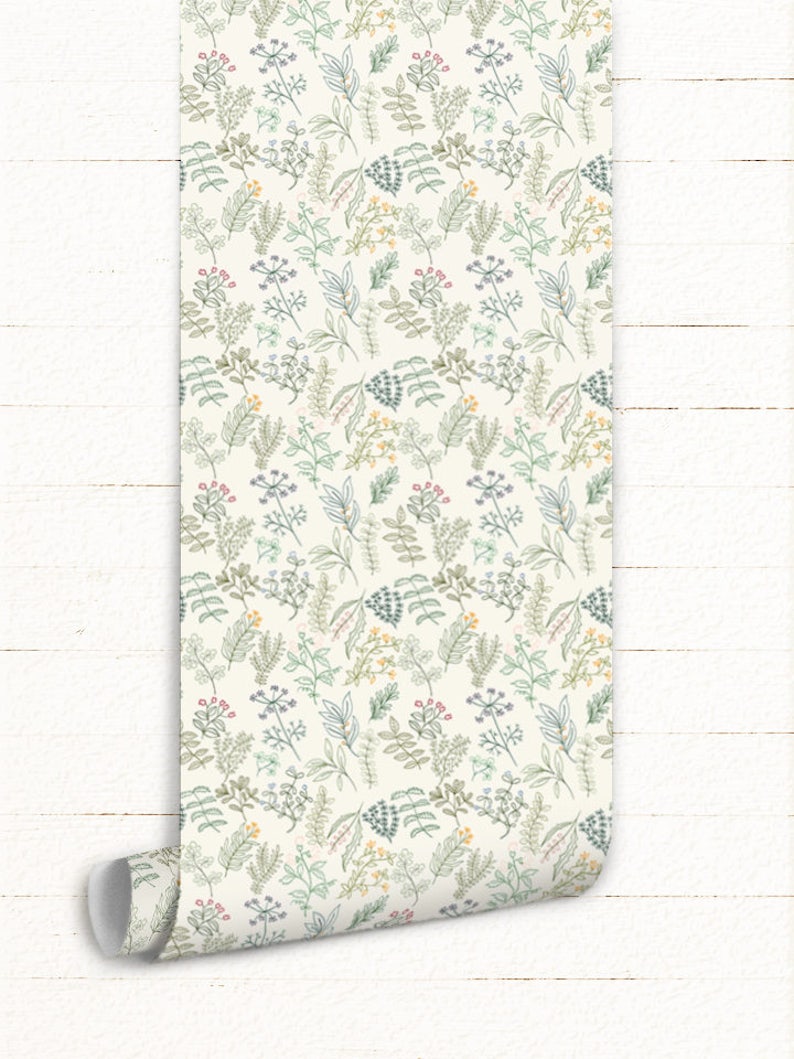 Green Contour Leaves Removable Wallpaper Green Wall Mural Etsy