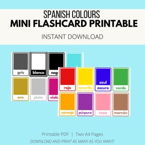 Spanish Colour Mini Flashcards Classroom Teacher Printable