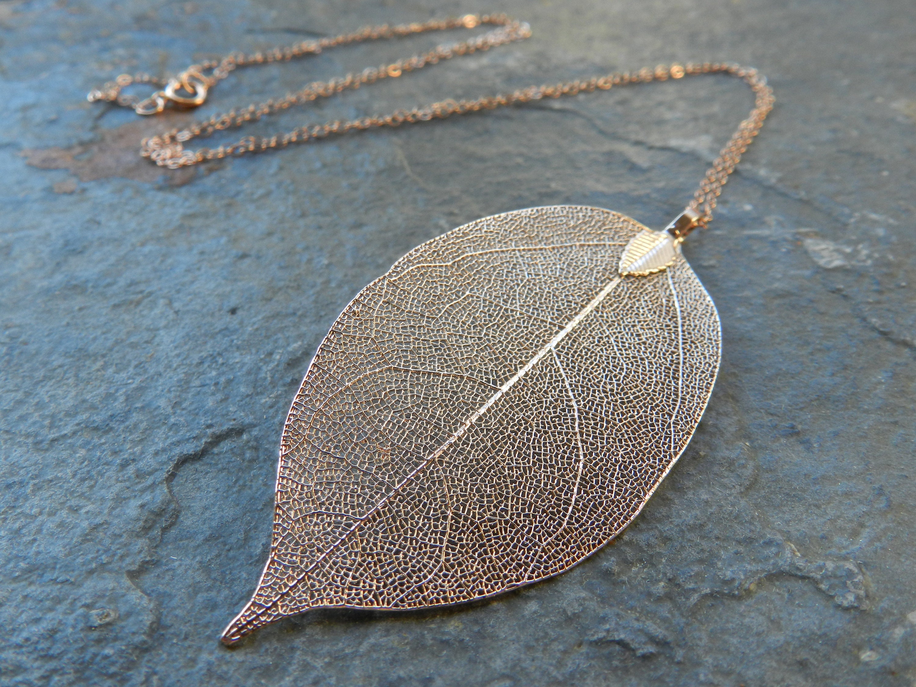 Real Leaf Necklace Electroplated Real Leaf Necklace Etsy
