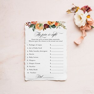 Fall Baby Shower Game The price is right Baby Shower Game Printable Game #KR1