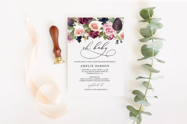 Summer Baby Shower Invite Templett Invitation Baby Shower Etsy