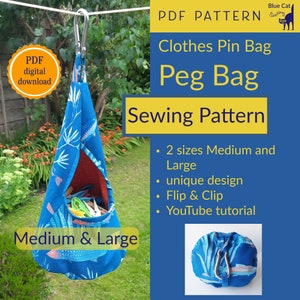 Clothespin Peg Bag Sewing Pattern PDF,  Large Hanging Storage Bag, Craft Storage Bag, Printable digital download DIY, Unique Gift for Mum