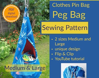 Clothespin Peg Bag Sewing Pattern, Flip & Clip Design (PDF Pattern)
