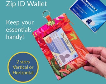 ID Wallet for Lanyard: Pretty Floral Kaffe Fassett Purse for Teacher, Inhaler Holder