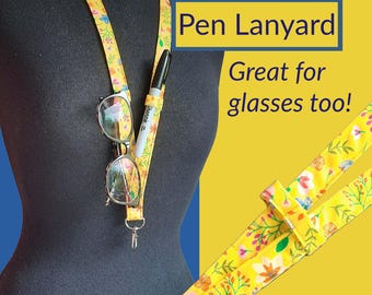 Floral Cotton Pen and Glasses Lanyard, Teacher Nurse Gift
