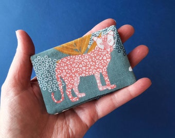 Oyster Card Holder, Cheetah Gift, Bus Pass Holder, Minimalist Wallet, Leopard Gift, Small Purse, Business Card Holder, Mini Fabric Wallet