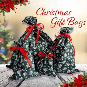 Sacs cadeaux de Noël réutilisables avec ruban, emballage écologique fait main, cadeau durable pour les enfants