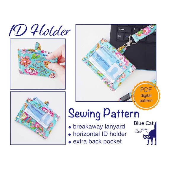 ID Badge Holder, Sewing Pattern Pdf, Horizontal Lanyard, Instant