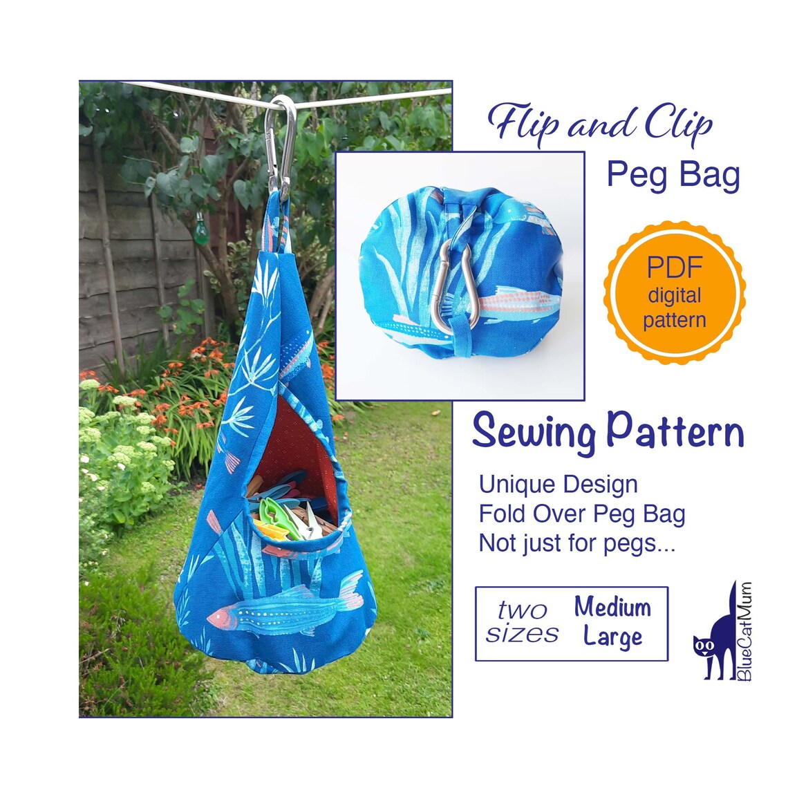 Clothespin Peg Bag Sewing Pattern PDF Large Hanging Storage Etsy
