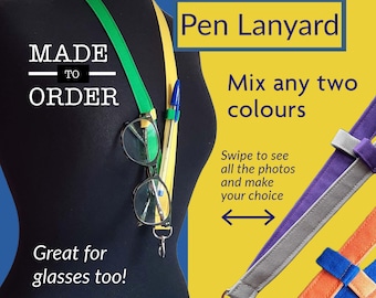 Two-Colour Cotton Pen & Glasses Lanyard with Breakaway Clasp
