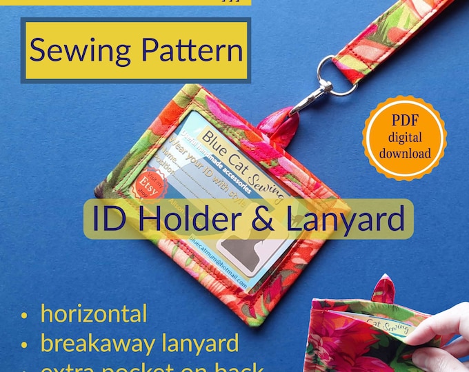 ID Card Lanyard Sewing Pattern, PDF Instant Download, ID Badge Holder ...