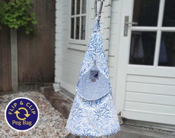 William Morris Peg Bag: Blue Willow Bough Waterproof Clothespin Holder