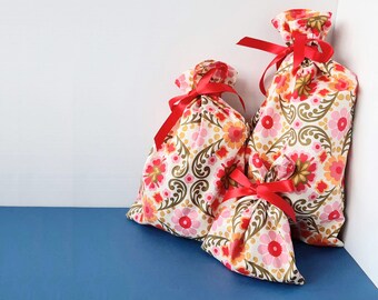 Reusable Gift Bag with Ribbon, Pretty Birthday Present,  Sustainable Handmade Gift Wrap, Eco Friendly Party Bag